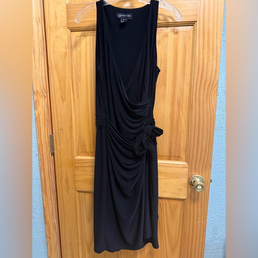 Jones New York size 10 black tank faux wrap dress